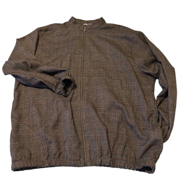 Vintage BonWorth Plaid Zip Up Jacket L/XL Brown Checkered USA Made 🇺🇸 1990s 1980 - Picture 3 of 9